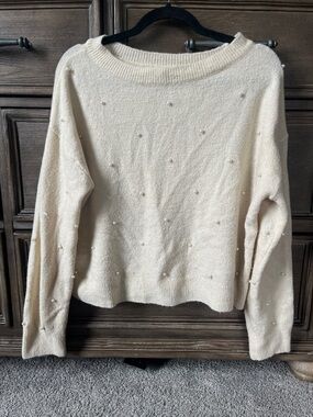 H&M Cream Pearl-Embellished Women’s Sweater